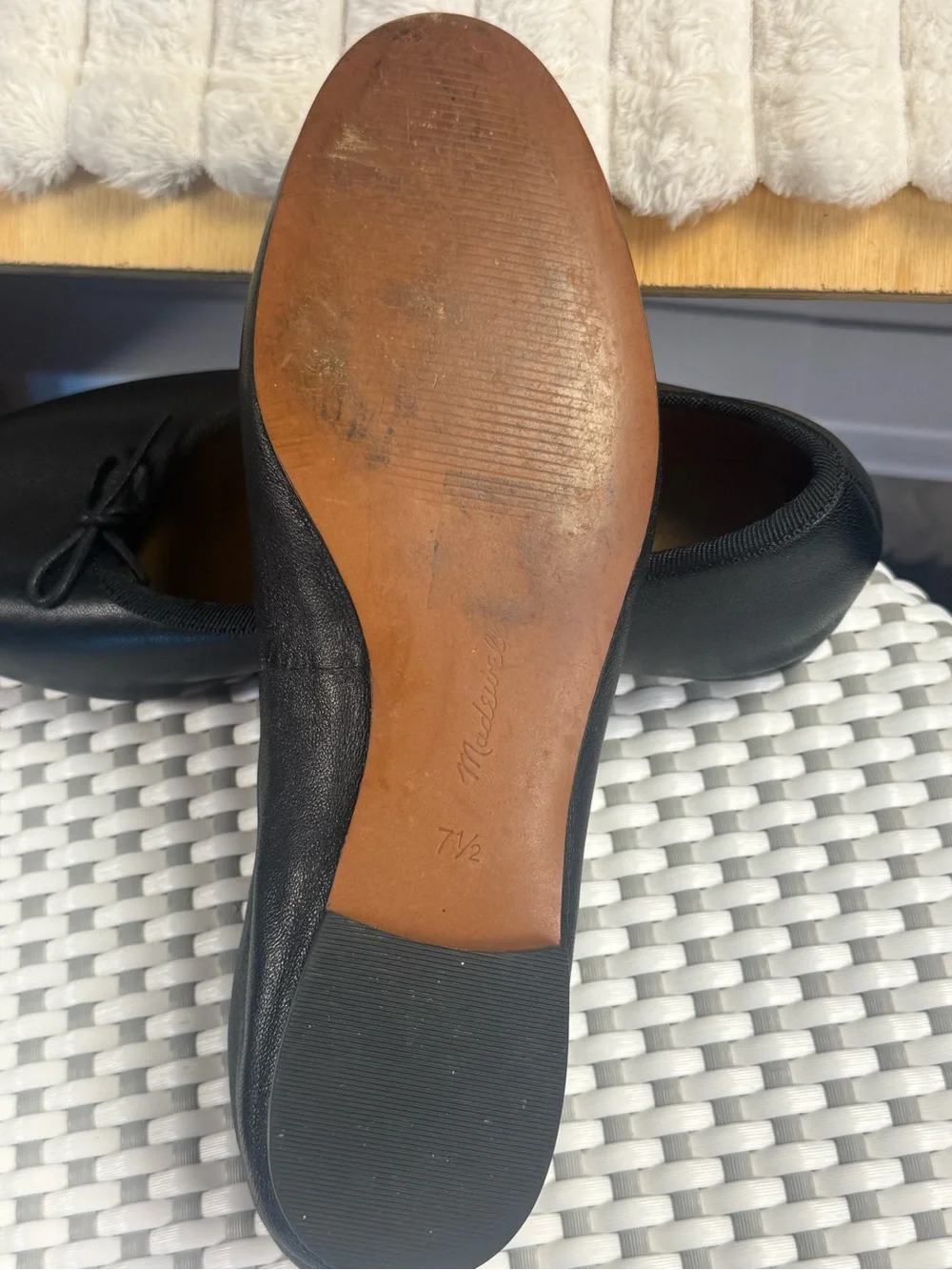 Madewell April Black Leather Women’s Ballet Flat 7.5